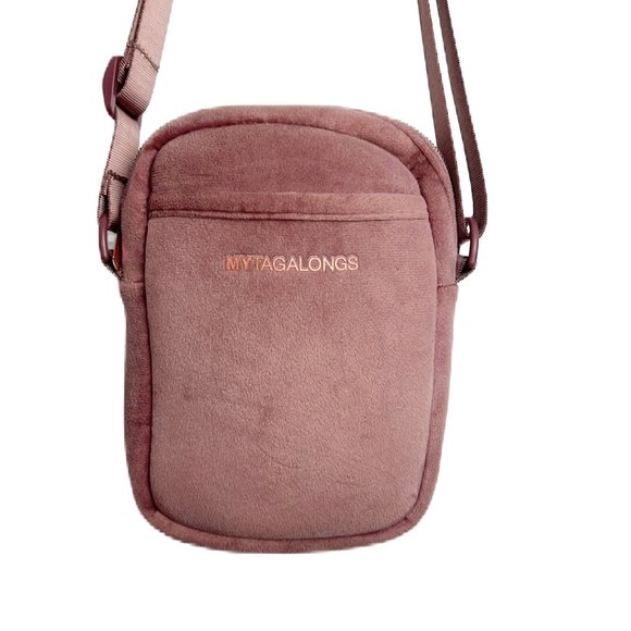 Mytagalongs  Mini Crossbody Bag Pink Desert Rose Zip Closure Soft Feel Neoprene - Picture 1 of 9